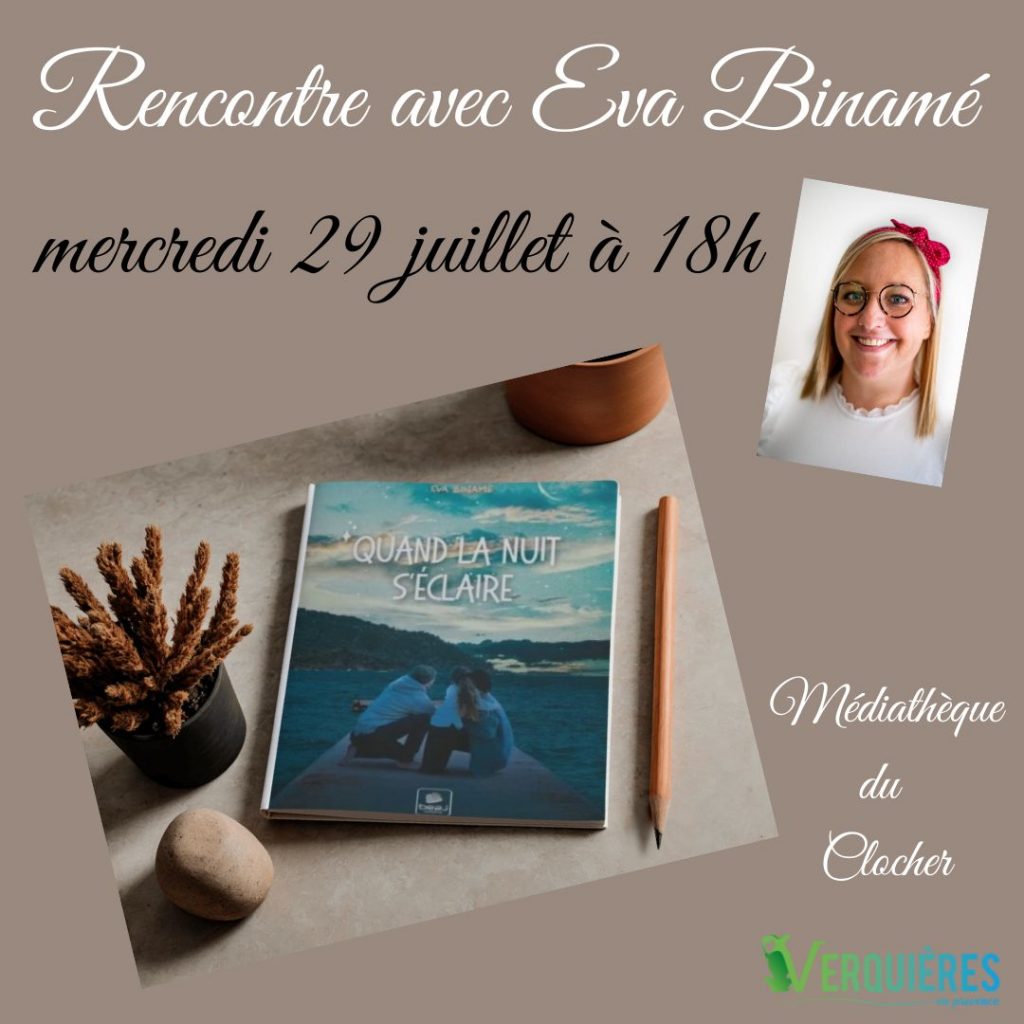 Rencontre avec Eva Binamé le 29 juillet 2026 à 18h à la médiathèque du clocher